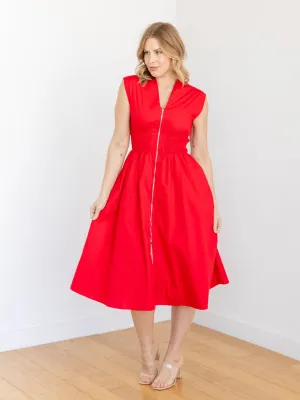 Smocked Waist Drop Shoulder Midi Dress