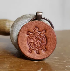 Southwest Turtle Leather Keychain