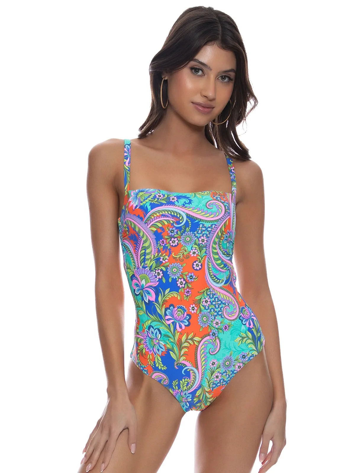 Square Neck Laced Up One-Piece