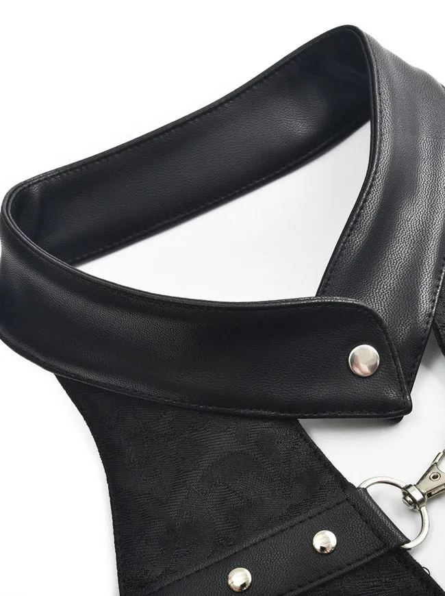 Steampunk Halter Sleeveless Backless Leather Tank Top