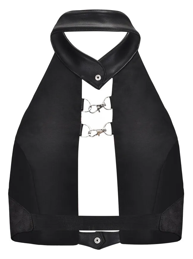 Steampunk Halter Sleeveless Backless Leather Tank Top