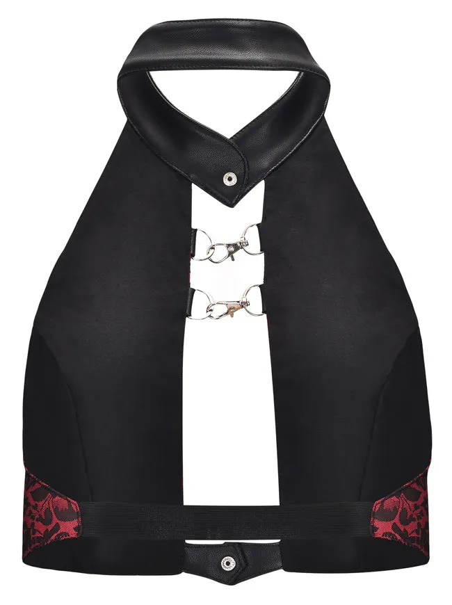 Steampunk Halter Sleeveless Backless Leather Tank Top