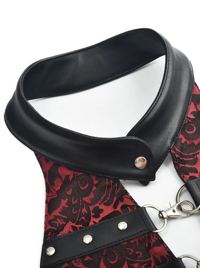 Steampunk Halter Sleeveless Backless Leather Tank Top