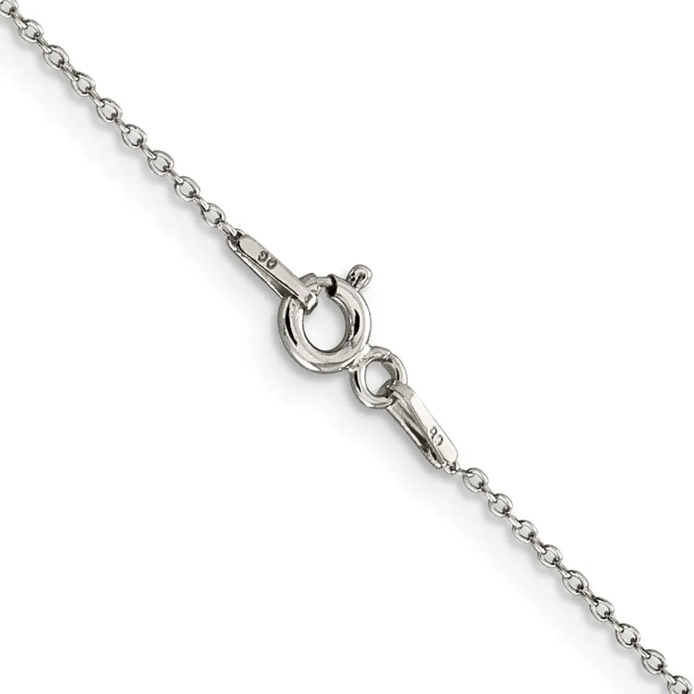 Sterling Silver 1mm Rhodium-plated Cable Chain