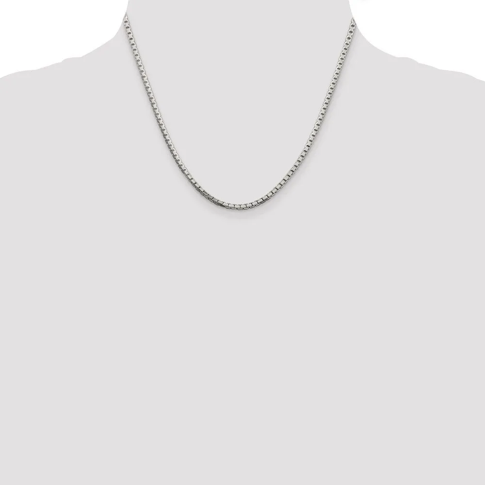 Sterling Silver 2.5mm 8 Sided Diamond-cut Box Chain