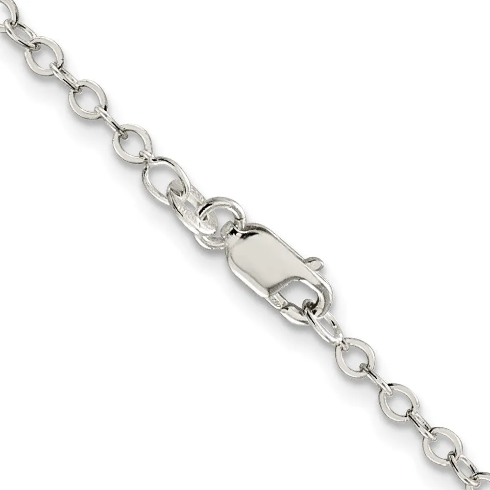 Sterling Silver 2.5mm Flat Open Oval Cable Chain