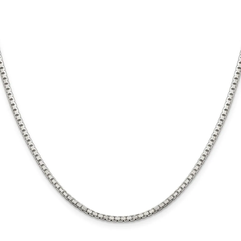 Sterling Silver 2mm 8 Sided Diamond-cut Box Chain