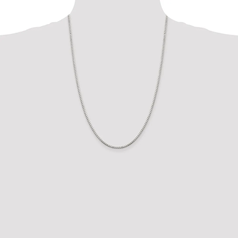 Sterling Silver 2mm 8 Sided Diamond-cut Box Chain