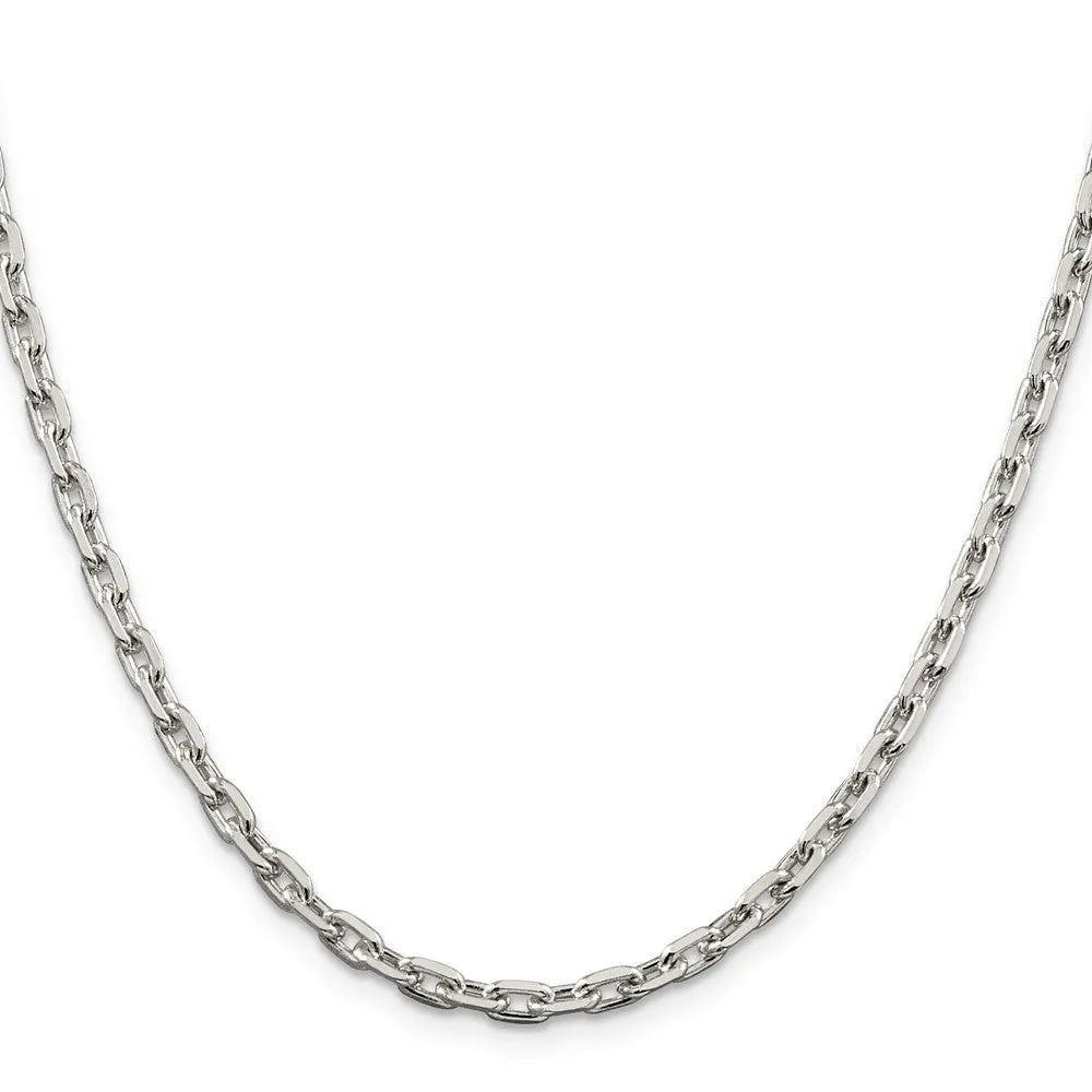 Sterling Silver 3.95mm Beveled Oval Cable Chain