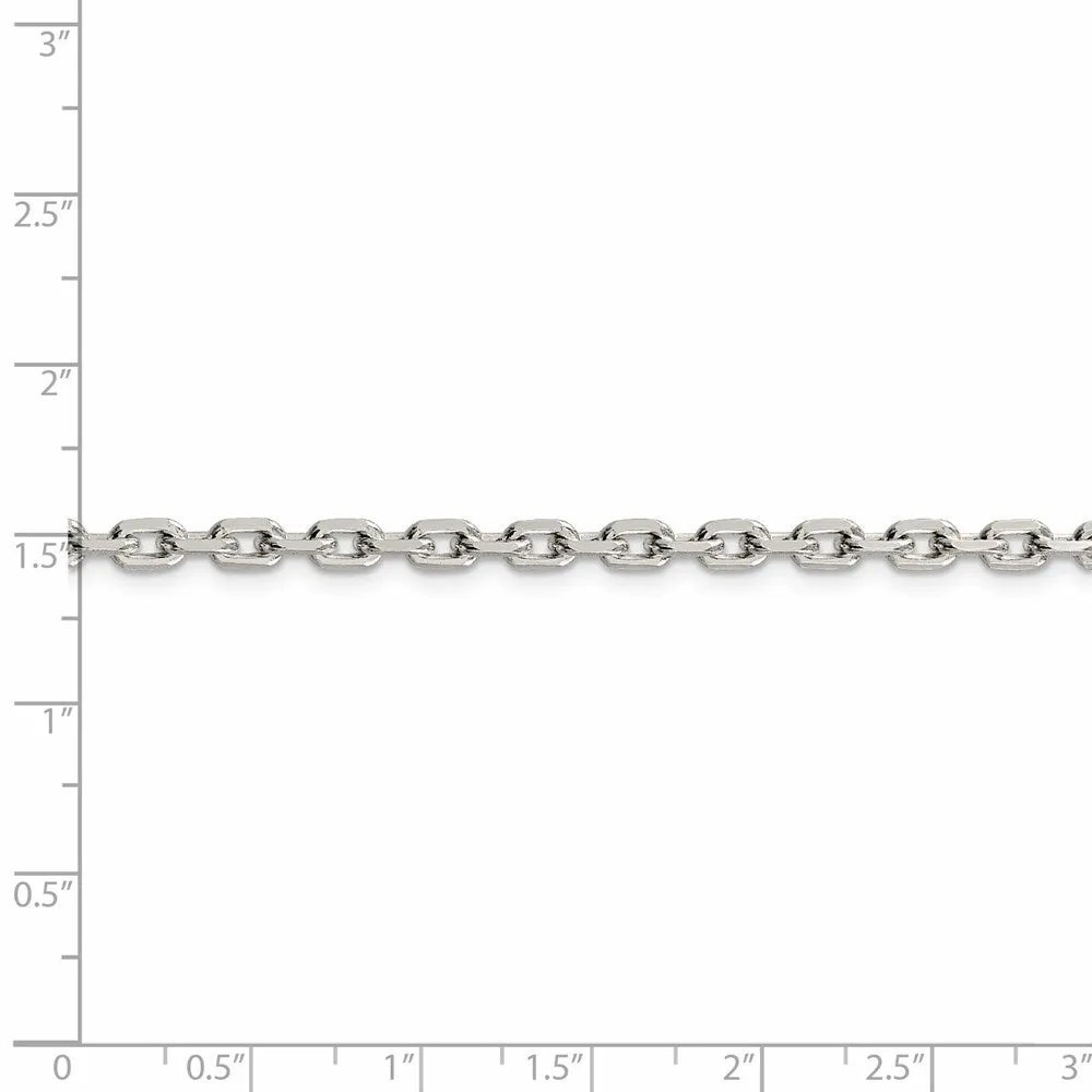 Sterling Silver 3.95mm Beveled Oval Cable Chain