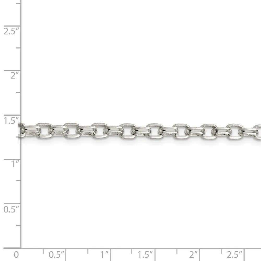 Sterling Silver 4.4mm Oval Fancy Rolo Chain