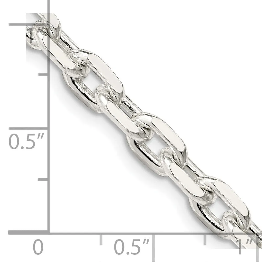 Sterling Silver 5.4mm Beveled Oval Cable Chain