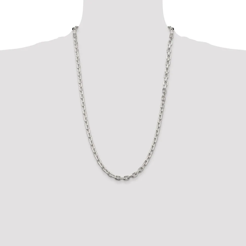 Sterling Silver 5.4mm Beveled Oval Cable Chain