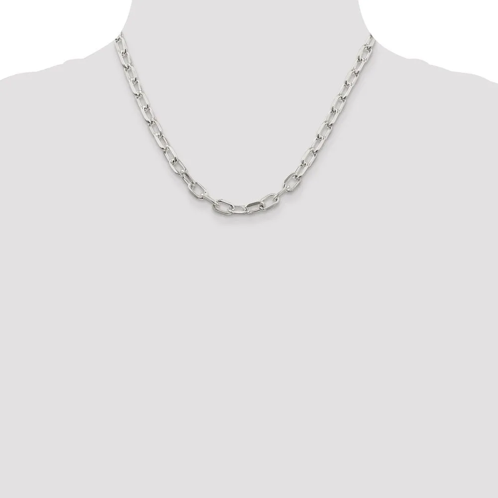 Sterling Silver 6.5mm Diamond-cut Long Link Cable Chain