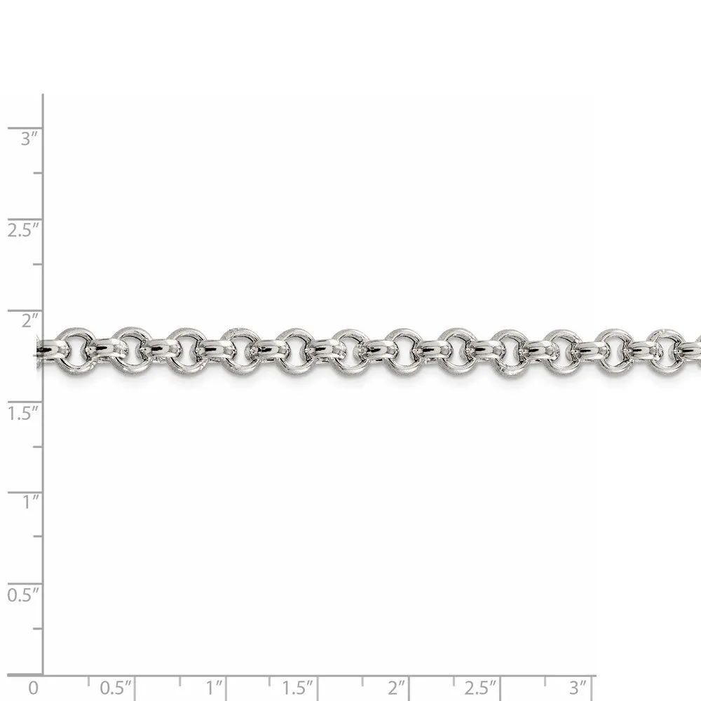 Sterling Silver 6.5mm Semi-solid Rolo Chain