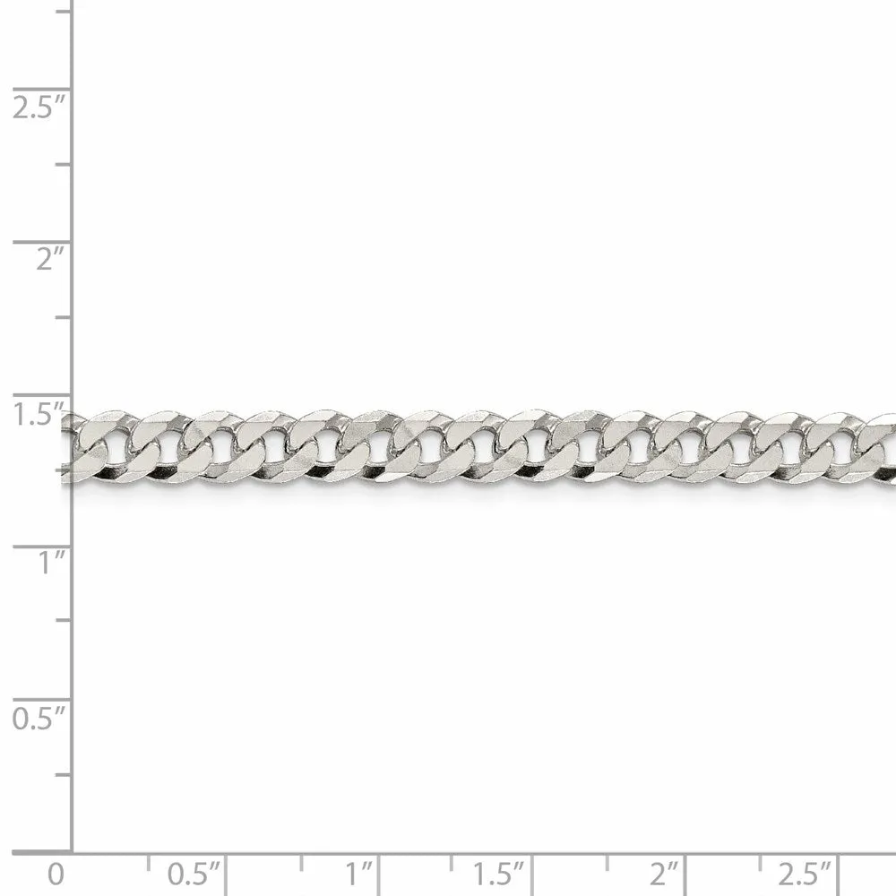 Sterling Silver 6mm Beveled Curb Chain