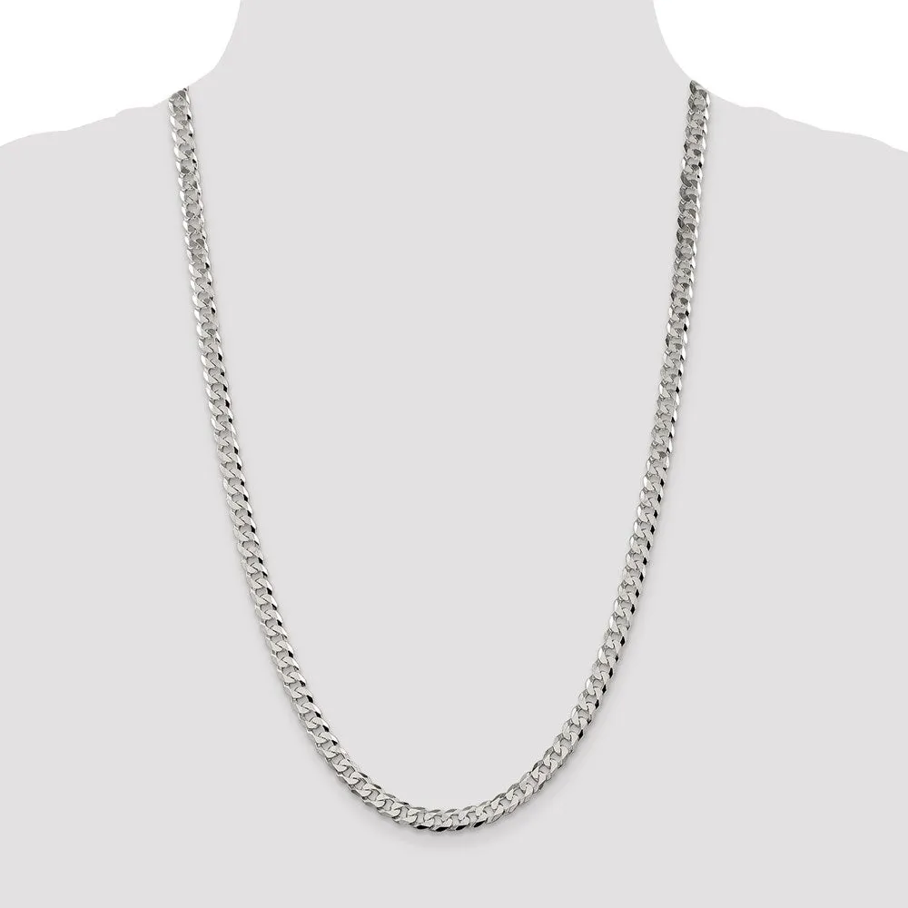 Sterling Silver 6mm Beveled Curb Chain