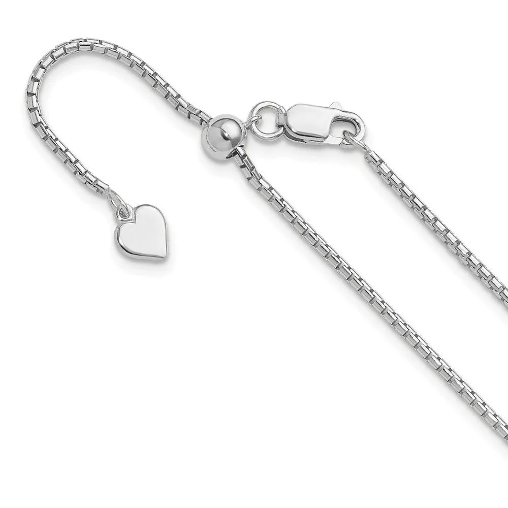 Sterling Silver Adjustable 1.5mm Round Box Chain