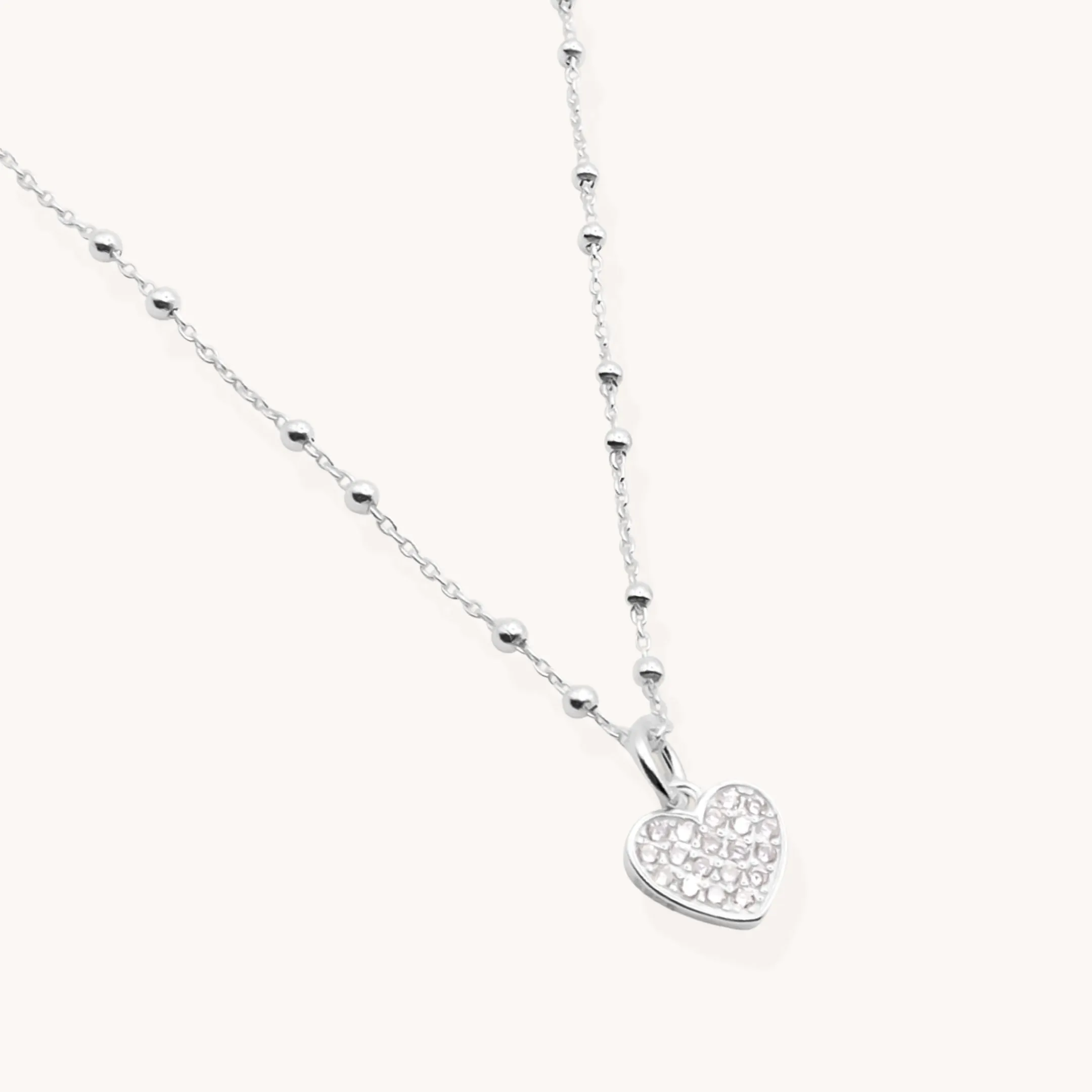 Sterling Silver Bobble Chain Holly Heart Necklace