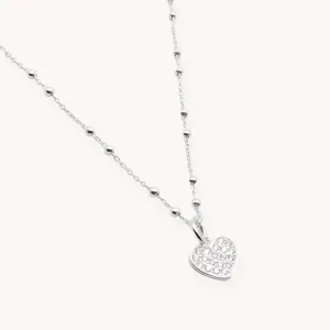 Sterling Silver Bobble Chain Holly Heart Necklace