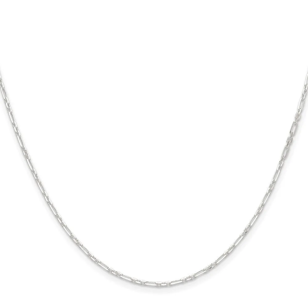 Sterling Silver Dimond-cut 1.75mm 3 Short Plus 1 Long Cable Link Chain