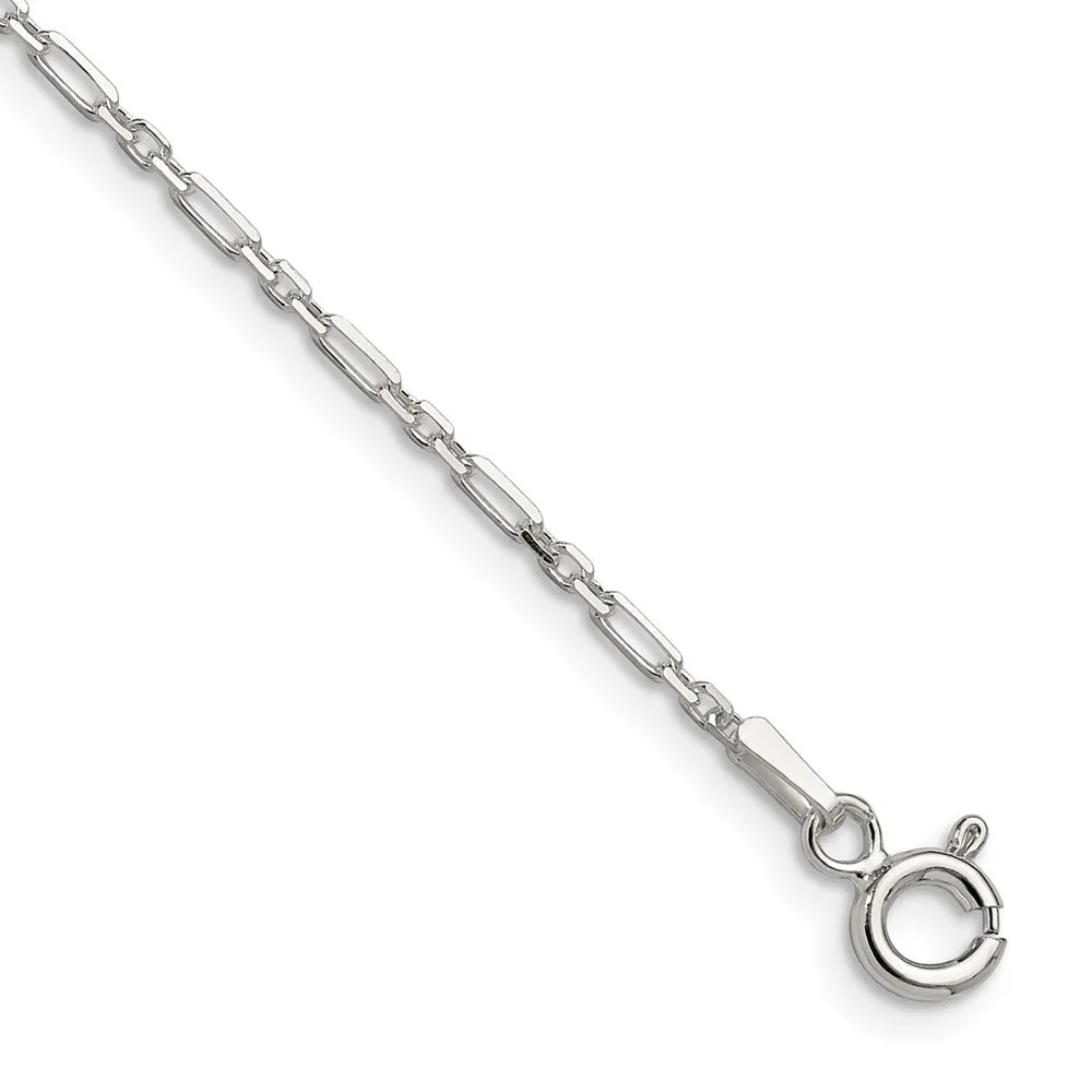 Sterling Silver Dimond-cut 1.75mm 3 Short Plus 1 Long Cable Link Chain
