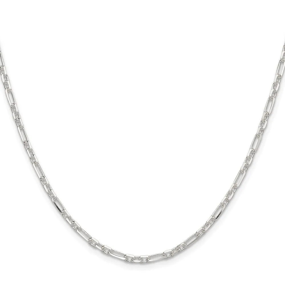 Sterling Silver Dimond-cut 3mm 3 Short Plus 1 Long Cable Link Chain