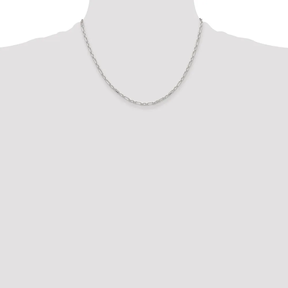 Sterling Silver Dimond-cut 3mm 3 Short Plus 1 Long Cable Link Chain