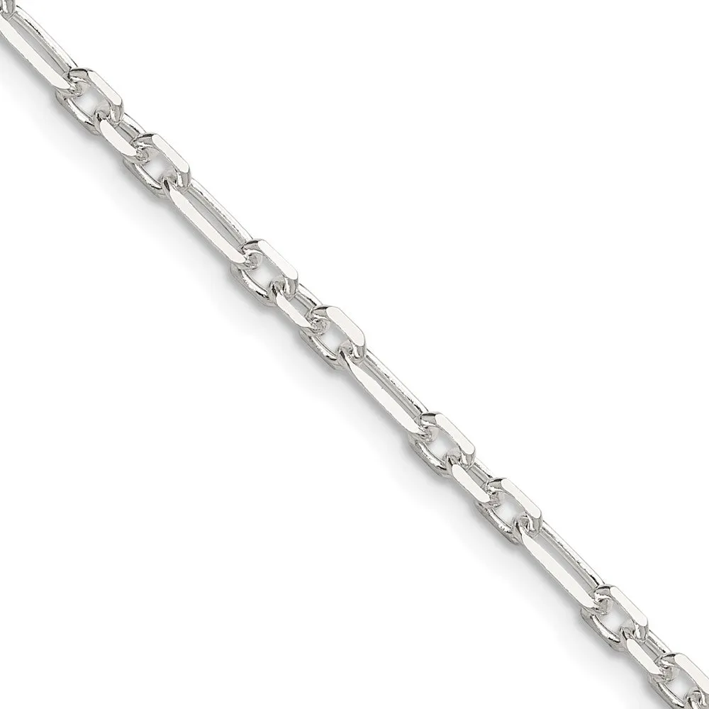 Sterling Silver Dimond-cut 3mm 3 Short Plus 1 Long Cable Link Chain