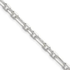 Sterling Silver Dimond-cut 4.5mm 3 Short Plus 1 Long Cable Link Chain