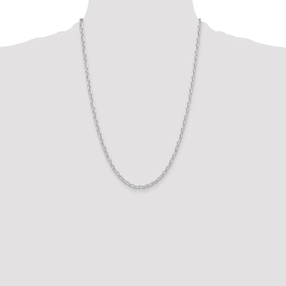Sterling Silver Dimond-cut 4mm 3 Short Plus 1 Long Cable Link Chain