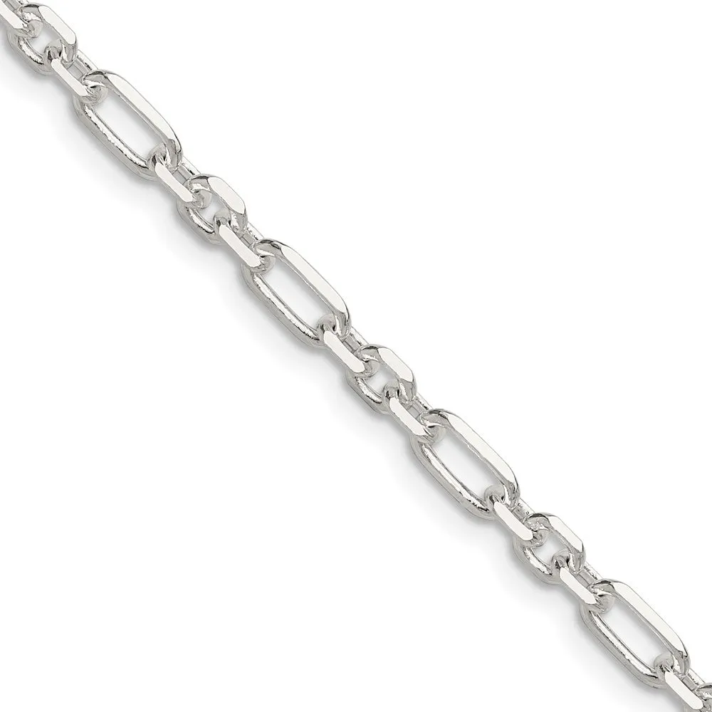 Sterling Silver Dimond-cut 4mm 3 Short Plus 1 Long Cable Link Chain