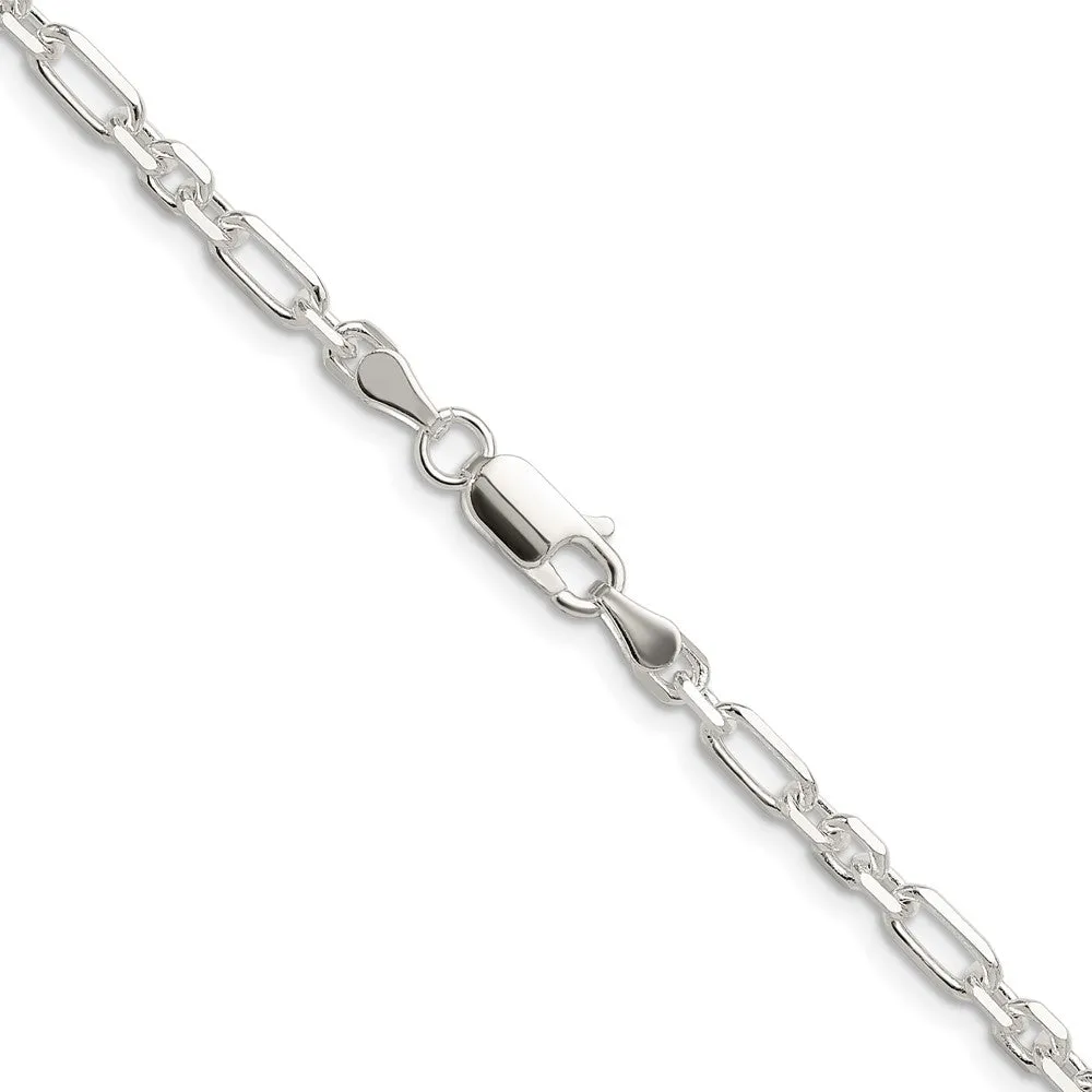 Sterling Silver Dimond-cut 4mm 3 Short Plus 1 Long Cable Link Chain
