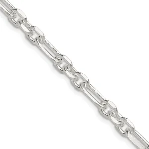 Sterling Silver Dimond-cut 6mm 3 Short Plus 1 Long Cable Link Chain