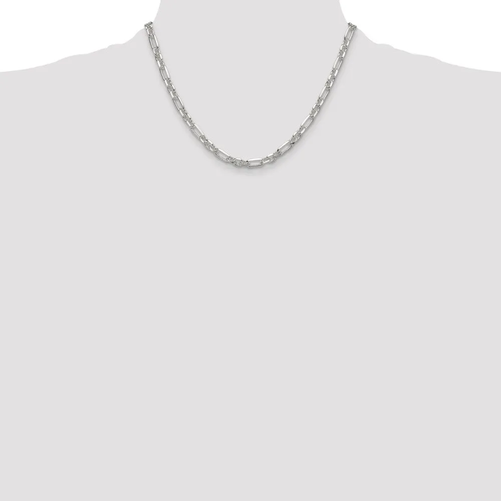 Sterling Silver Dimond-cut 6mm 3 Short Plus 1 Long Cable Link Chain