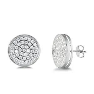 Sterling Silver Micro Pave Circle Cluster Round Simple Earrings Clear CZ 925 New