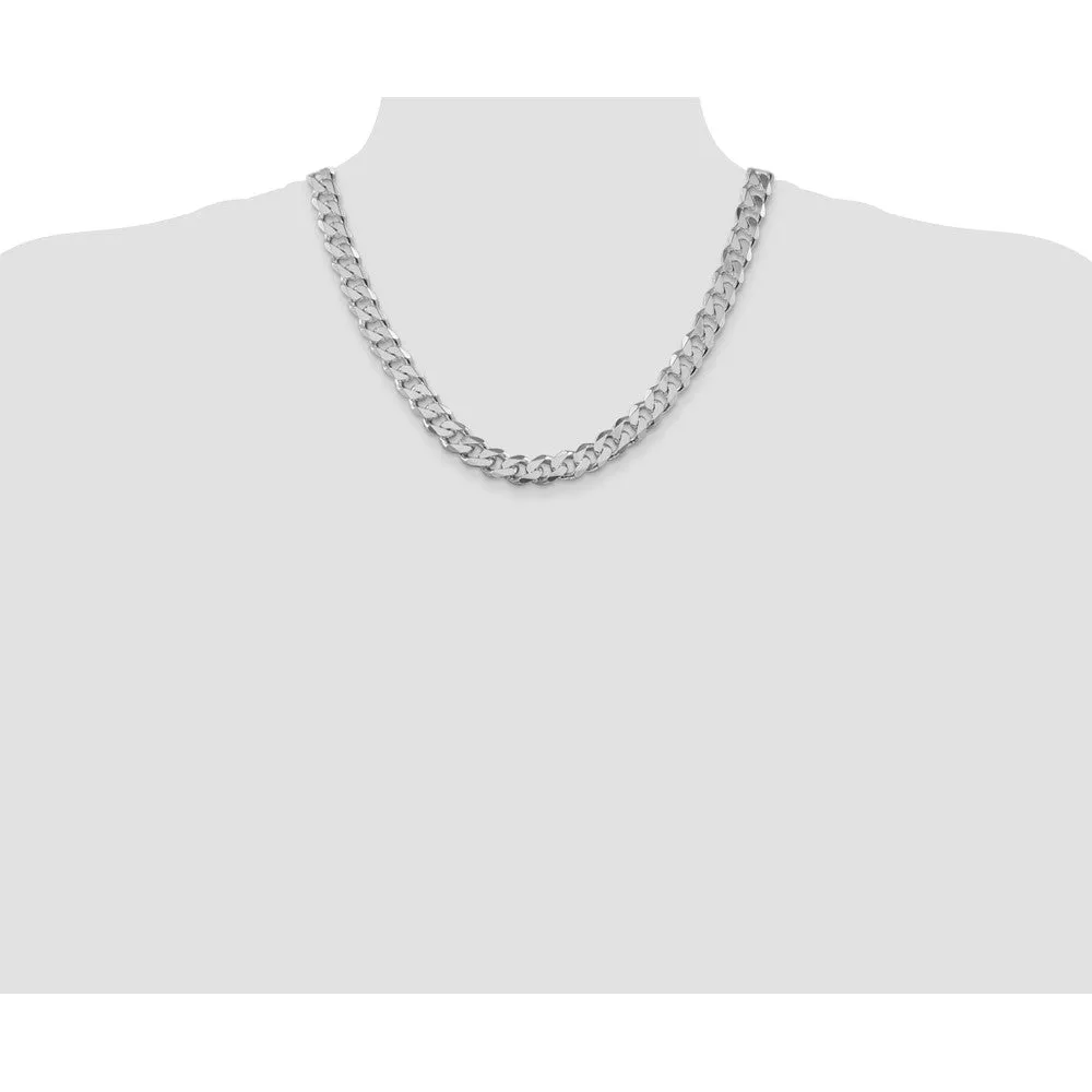 Sterling Silver Rhodium-plated 11mm Curb Chain