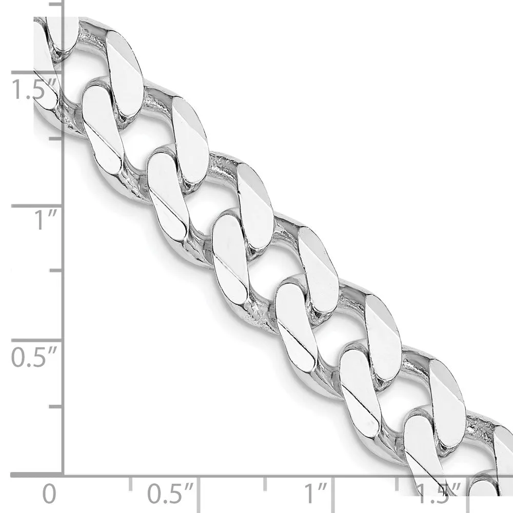 Sterling Silver Rhodium-plated 11mm Curb Chain