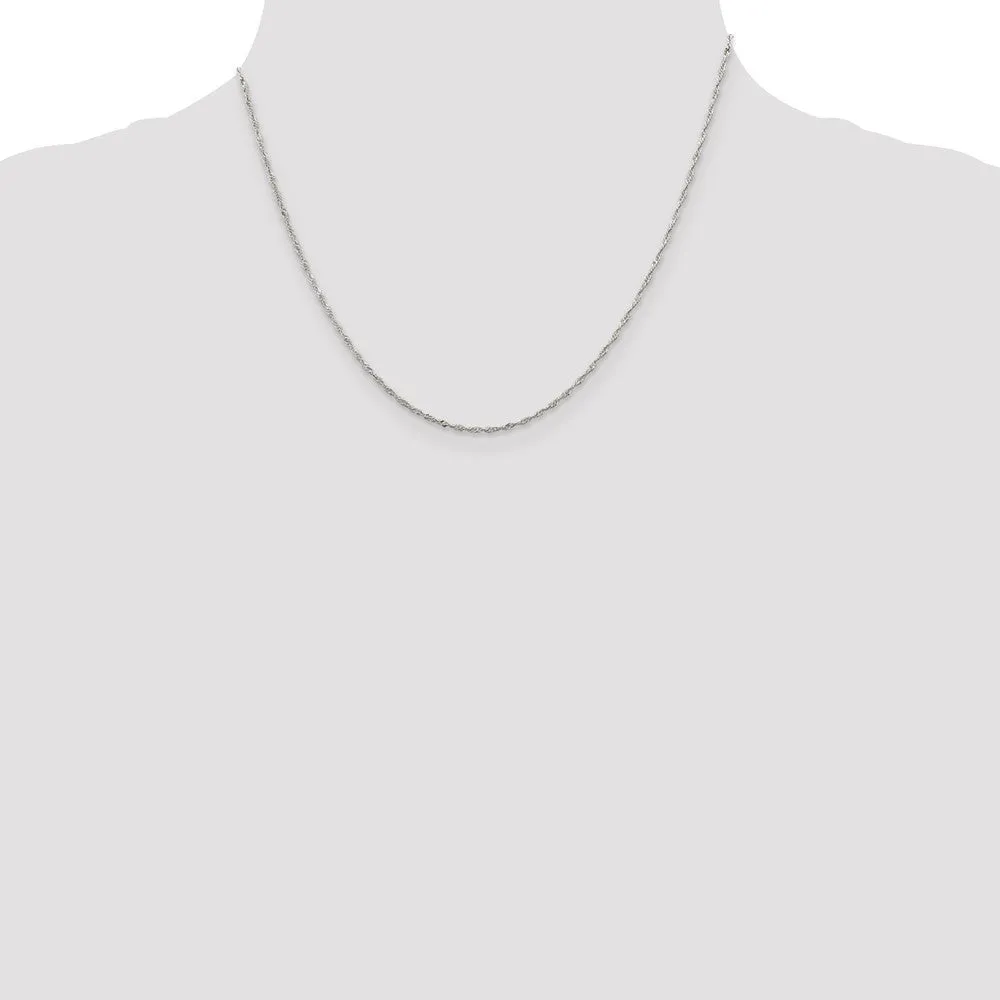 Sterling Silver Rhodium-plated 1.4mm Singapore Chain