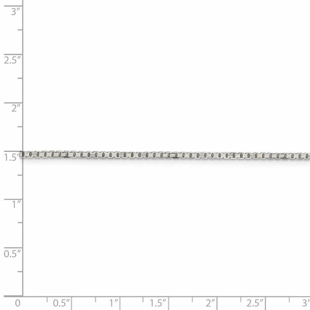 Sterling Silver Rhodium-plated 1.7mm 8 Sided Dimond-cut Mirror Box Chain