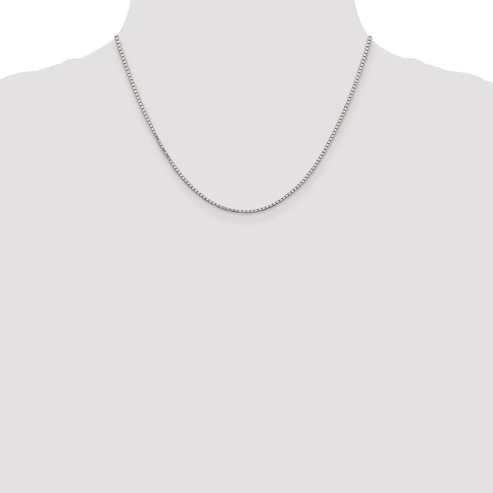 Sterling Silver Rhodium-plated 1.7mm 8 Sided Dimond-cut Mirror Box Chain