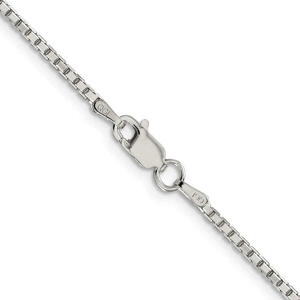 Sterling Silver Rhodium-plated 1.7mm 8 Sided Dimond-cut Mirror Box Chain