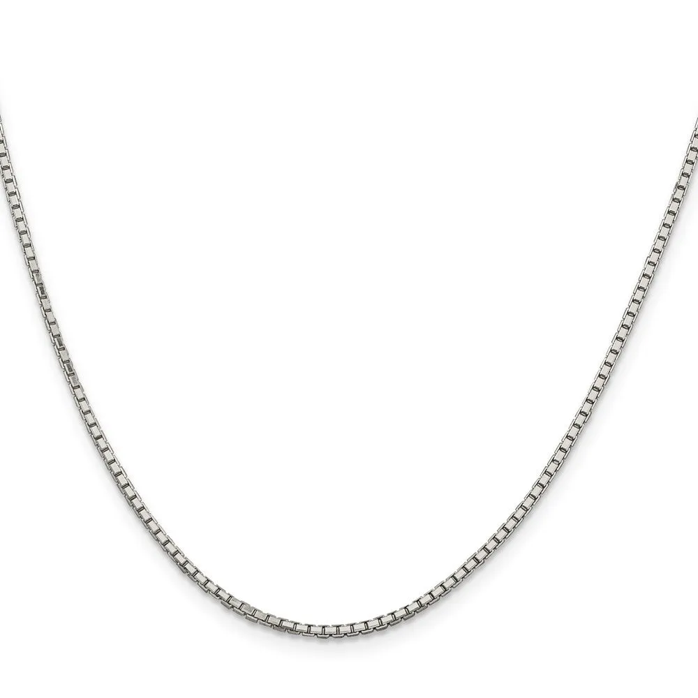 Sterling Silver Rhodium-plated 1.7mm 8 Sided Dimond-cut Mirror Box Chain