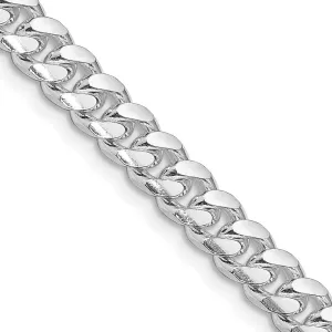 Sterling Silver Rhodium-plated 7mm Domed w/ Side Dimond-cut Curb Chain