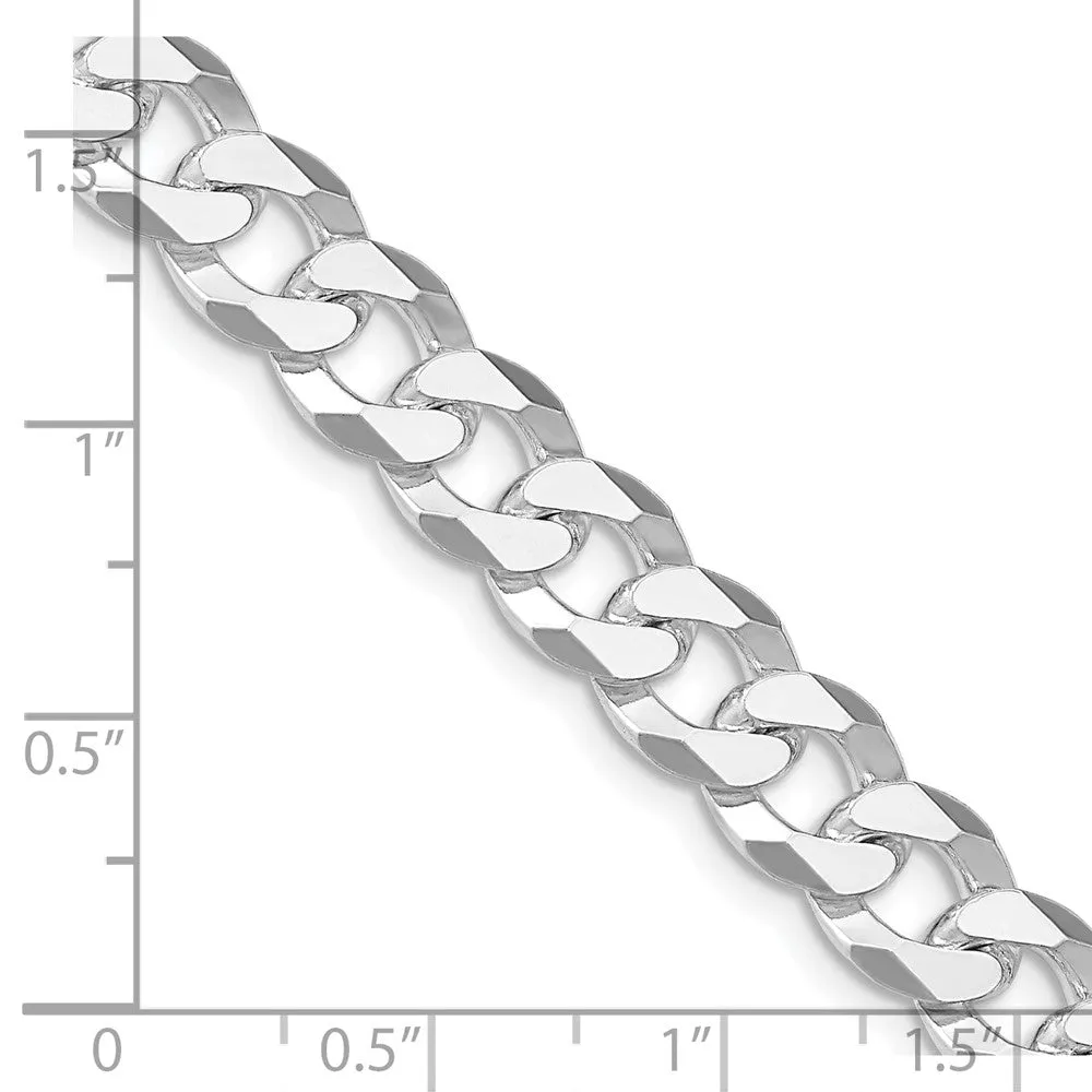 Sterling Silver Rhodium-plated 8.5mm Beveled Curb Chain