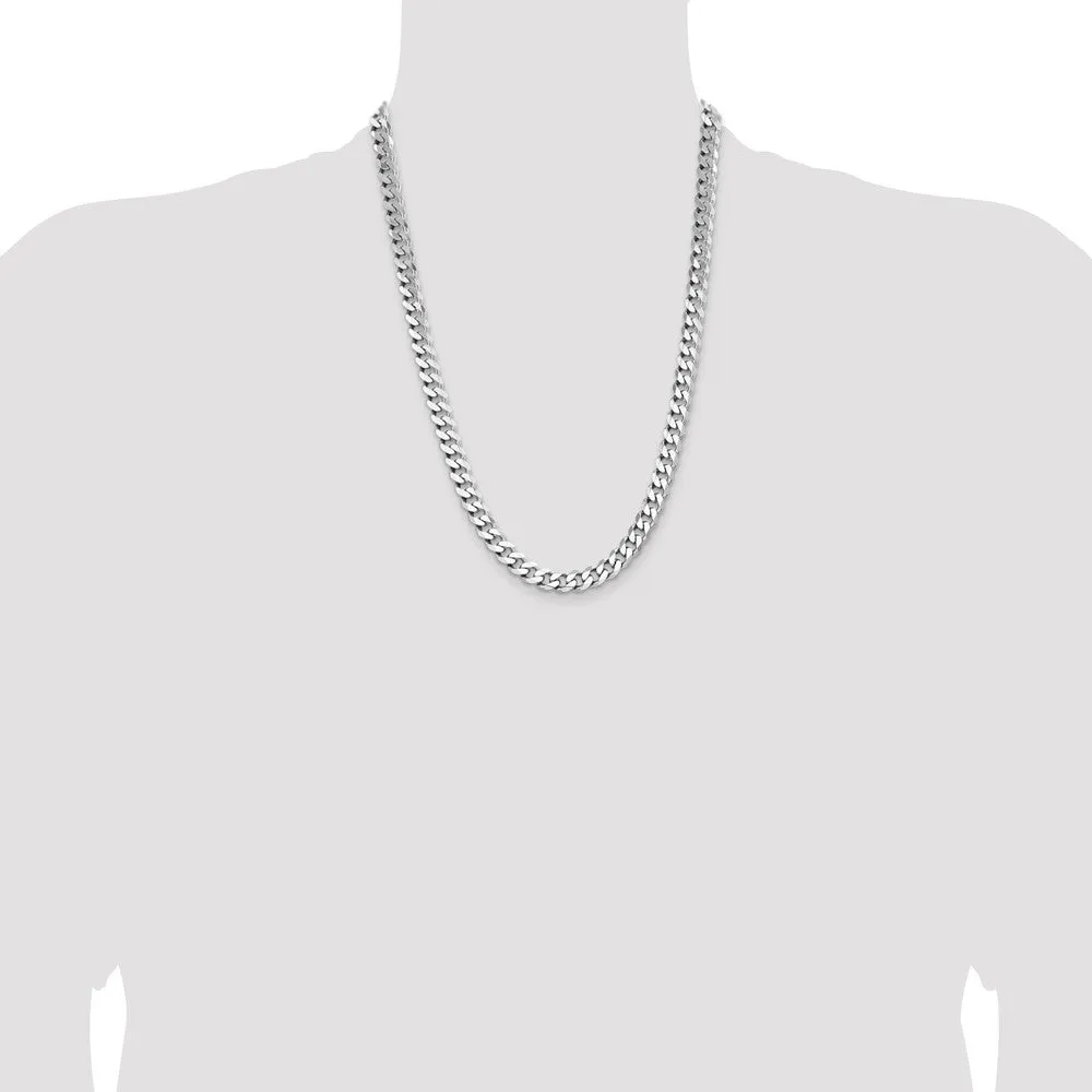 Sterling Silver Rhodium-plated 8mm Curb Chain