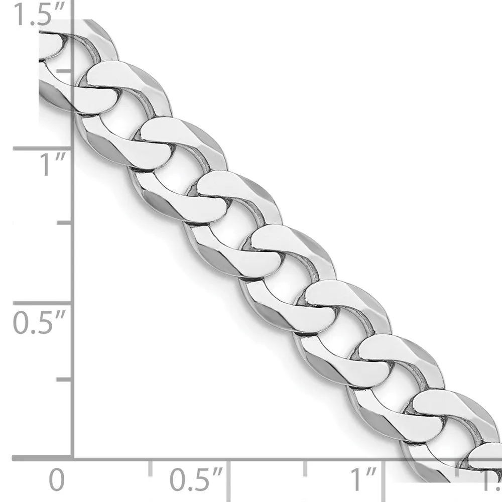 Sterling Silver Rhodium-plated 8mm Flat Curb Chain