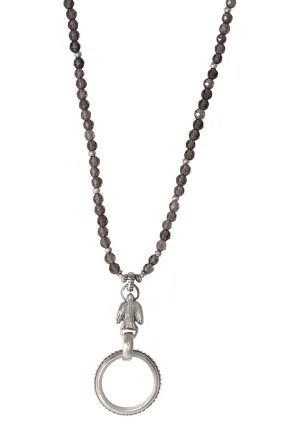 Sterling Silver Smokey Quartz Bird Eyering Necklace