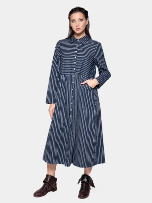 Striped Drop Waist Shirt Dress