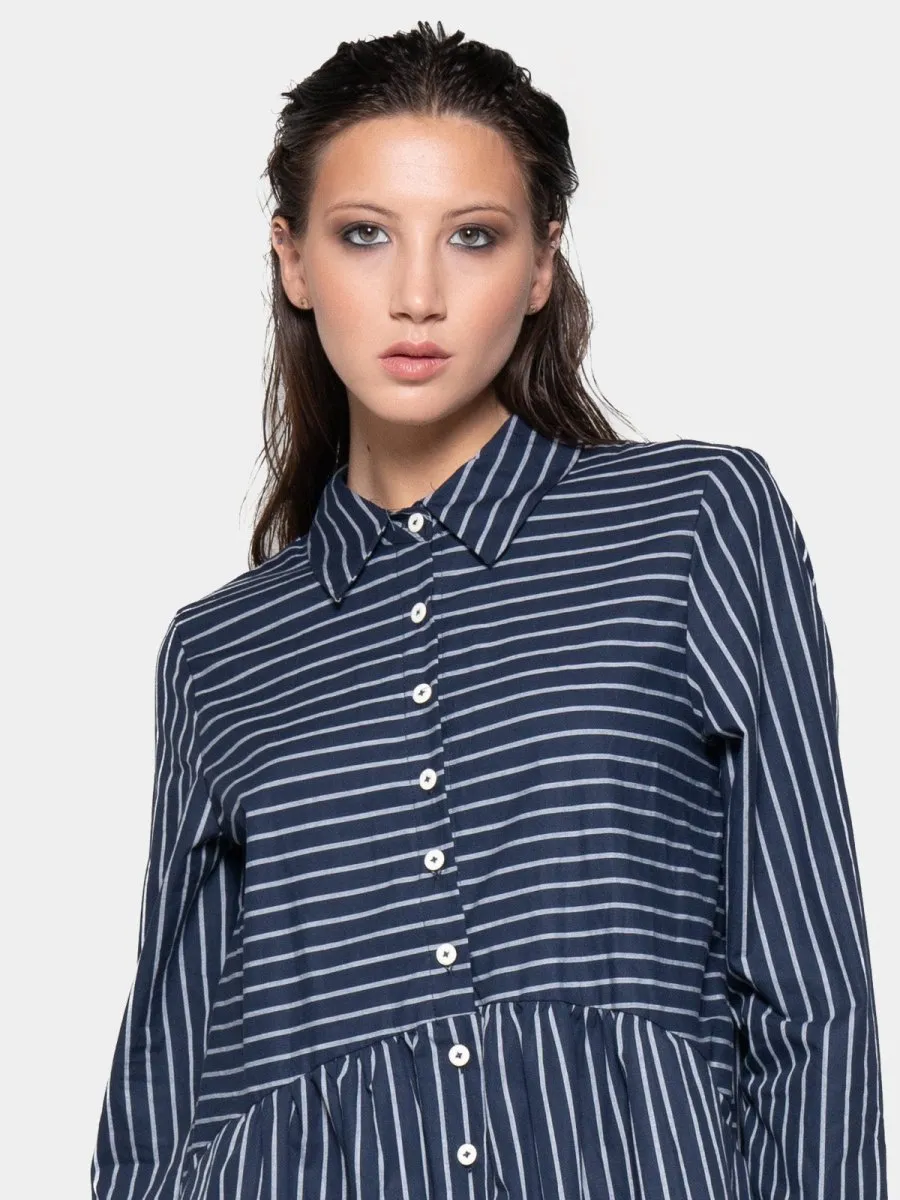 Striped Drop Waist Shirt Dress